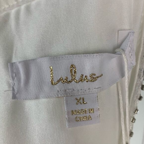 NWT Lulus Tell Me Everything White Beaded Sequin Halter Maxi Dress Size XLarge - Picture 11 of 13